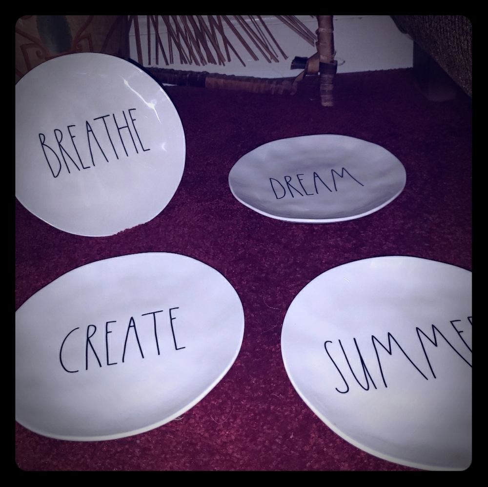 Rae Dunn DREAM, CREATE, SUMMER, BREATHE Plates